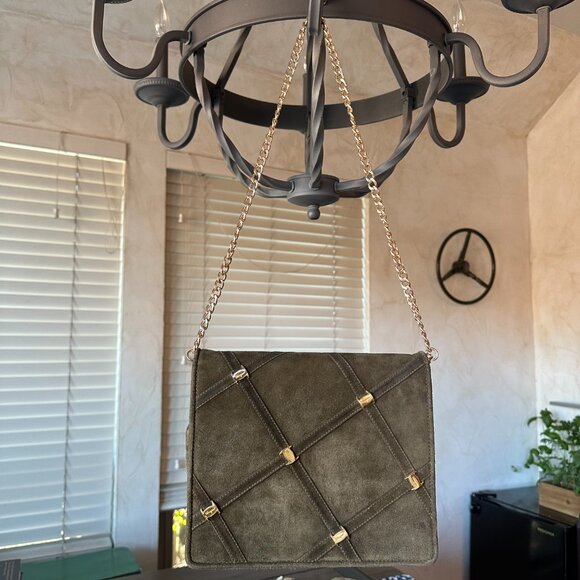 Salvatore Ferragamo Olive Green Suede Crossbody Shoulder Bag, Vintage, Rare - Picture 4 of 15